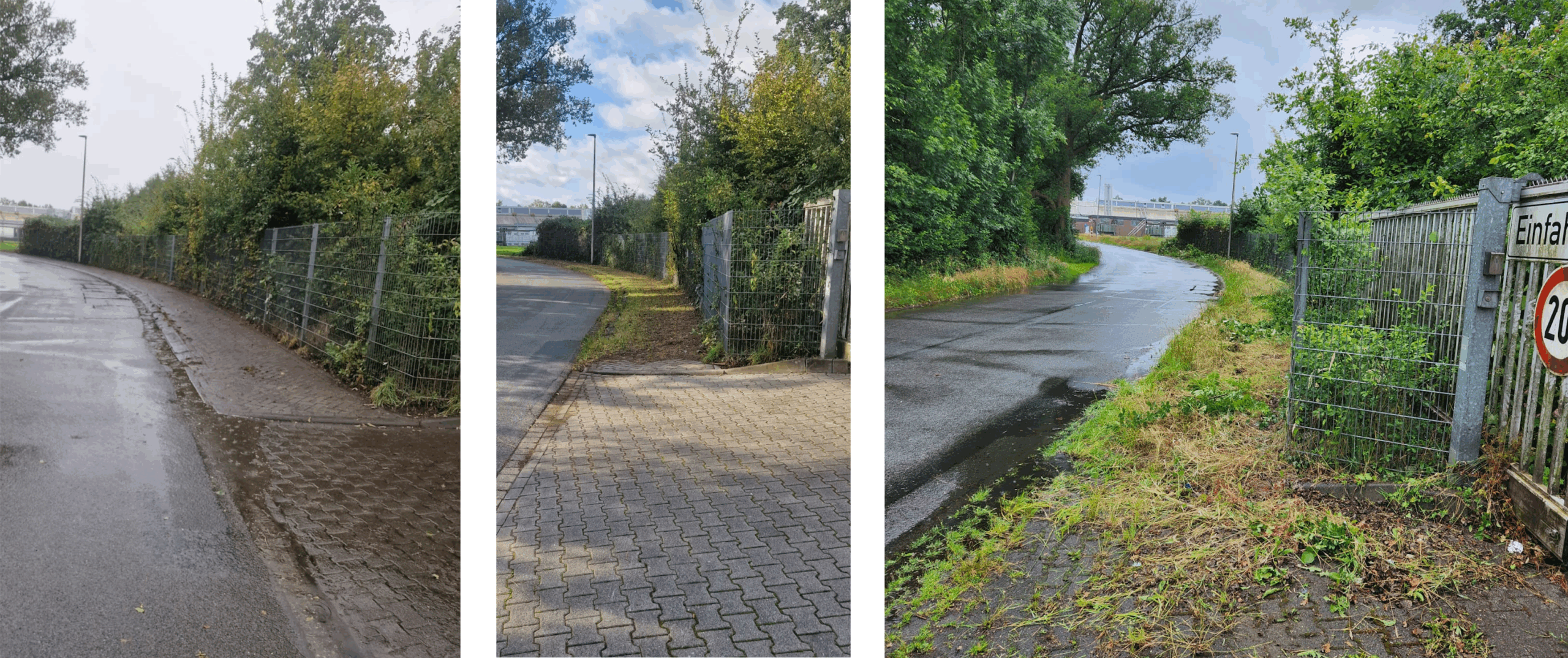 Reinigung im Industriegebiet, Zufahrtsstraße und Tor-Eingang
